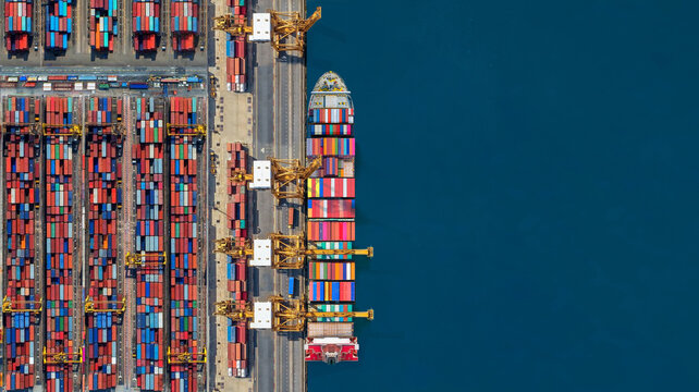 Aerial view of port operations